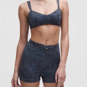 LULULEMON Everlux Sweetheart Large Sport Bra Shorts Set Size 12 Stone Twill NWOT